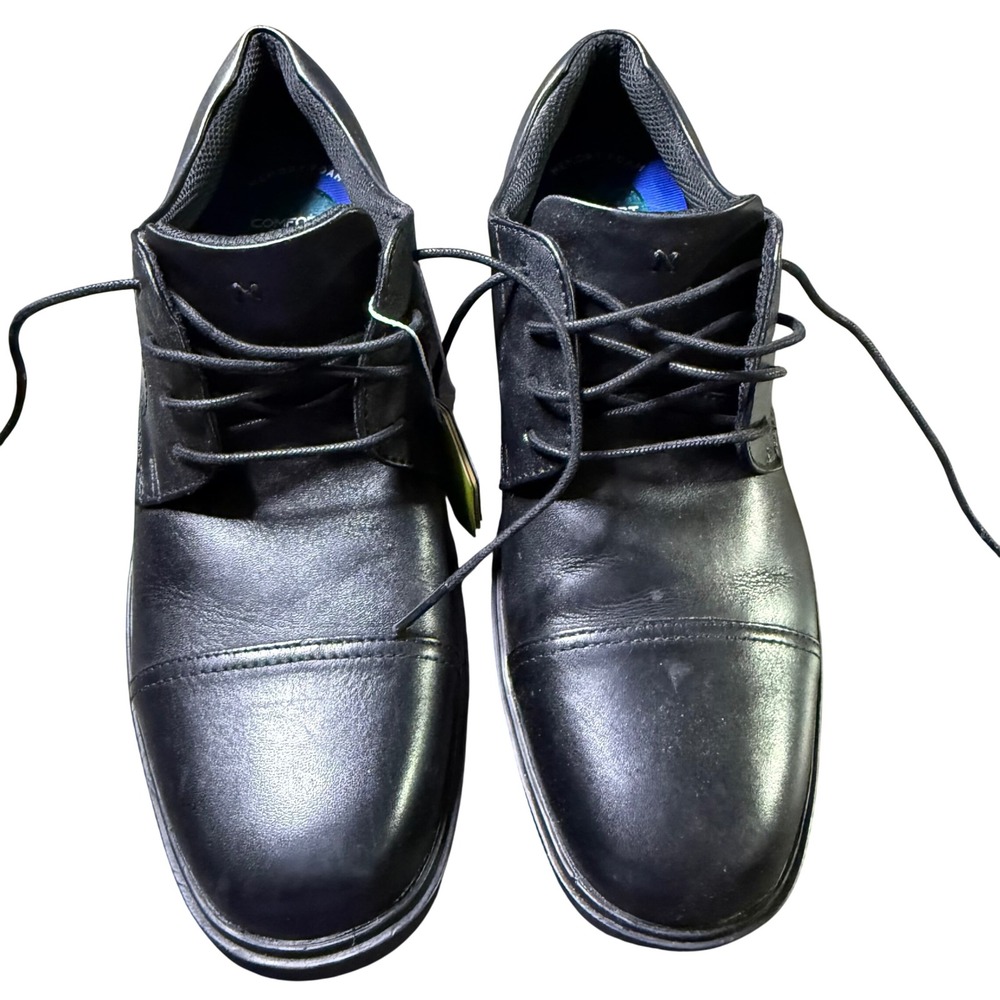 Nunn Bush Mens 9M Black Leather Lace Up Comfort Gel Memory Foam‎ Dress Shoes